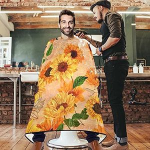 Salon Cape Retro Stijl Zonnebloem Kapper Cape Unisex Kappers Jurk Verstelbare Kappers Cape Voor Kappers Herbruikbare Thuis 140x168cm