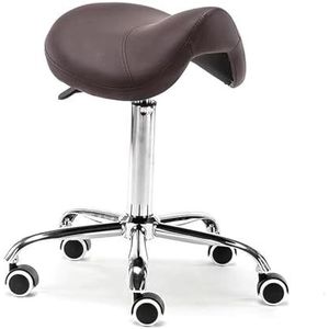 JAVPTAV Stoel met wieltjes van leer, comfortabel en hoog, ideaal voor klinieken, tandartsen, spa's, massagesalons en studio's.