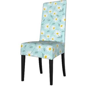 KemEng Blauw en wit sierlijke bloemen madeliefje, stoelhoezen, stoelbeschermer, stretch eetkamerstoelhoes, stoelhoes voor stoelen