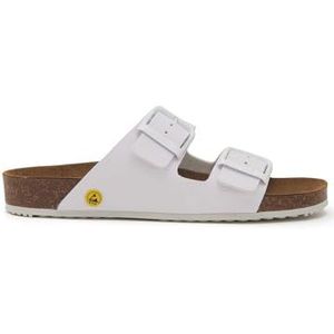 Scholl Cork PRO 2 gespen, platte sandalen, uniseks, volwassenen, 35 EU, Wit, 35 EU