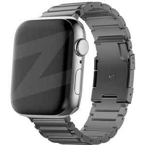 Bandz Titanium schakelarmband past op Apple Watch 1/2/3/4/5/6/8/9/SE/Ultra (2) - maat 42/44/45/49 mm - eenvoudig in te korten met meegeleverde gereedschapsset - Grafiet titanium Apple Watch band