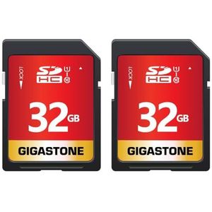 GIGASTONE SD Card 32GB 2-Pack SDHC met 2x Mini-case, Geheugenkaart voor Full HD Video Canon Nikon Sony Pentax Kodak Olympus Panasonic Digital Camera, 80MB/s UHS-I U1 C10 Class 10