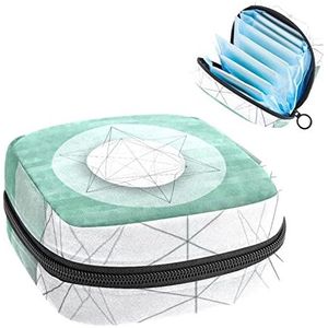 Periode Pouch Draagbare Tampon Opbergtas,Tampon Houder voor Portemonnee Vrouwelijke Product Organizer,kunst pentagram overlay patroon, Meerkleurig, 4.7x6.6x6.6 in/12x17x17 cm