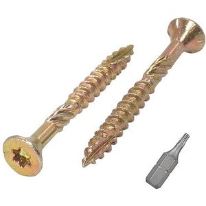 SKIR'CO (Pack van 700 stuks) Universeel verzinkt staal 3,0 x 30 mm houtschroeven, verzonken kop, torx-kop, type 17, spaanplaatschroeven (700, 3,0 x 30 mm)