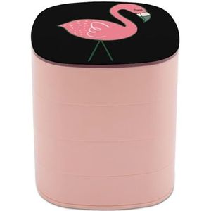 Roze Flamingo Roterende Sieraden Case Leuke Sieraden Opbergdoos Reizen Sieraden Houder Gift Voor Vrouwen