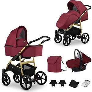 Kinderwagenset babyzitje 3 in 1 en Isofix 4 in 1 naar keuze Mata by SaintBaby Gold Wine 08-G 3in1 met babyzitje