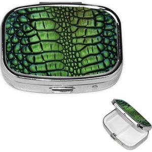 Pillendoosje Rechthoekige Pillendoos 3 Compartimenten Pillenorganisator Alligator Huid Kleine Pil Case Waterdichte Geneeskunde Organizer Doos voor Reizen Pillencontainers Vitamine Organizer voor