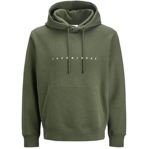 JACK & JONES Heren hoodie pullover met capuchon JJESTAR JJ Sweat Hood - Relaxed Fit, Dusty Olive, L