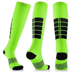 YIJIANUO 5Pcs Compressie Sokken Spataderen Sokken Voetbal Lange Buis Unisex Outdoor Sport Verpleging Kousen Voor Mannen Vrouwen Dij Golf, Groen, L/XL