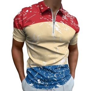 Holland Retro Vlag Half Zip-up Polo Shirts Voor Mannen Slim Fit Korte Mouw T-shirt Sneldrogende Golf Tops Tees 5XL