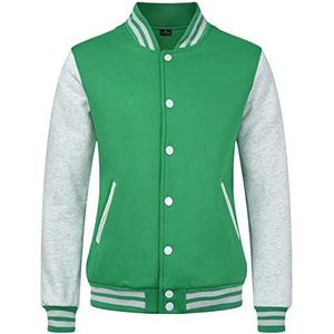 Heren College Jacket Baseball Sportjack Sweatjack Bomberjack voor heren, overgangsjas, gewatteerd college-jack, opstaande kraag, pilotenjack met zakken (Groente,3XL)