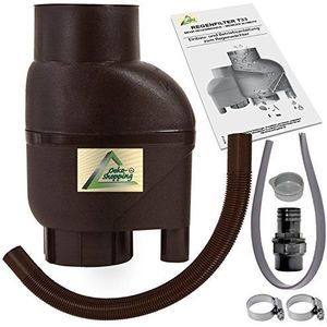 Regenpijp filter regenverzamelaar T 33 bruin - De regenwaterfilter voor regentonnen regenvaten met tot 95% efficiëntie met aansluitaccessoires en universele aansluiting voor alle regenpijpen 75-110 mm