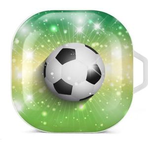 Voetbal voetbal oordopjes hoesje compatibel met Samsung hard shell beschermhoes wit stijl