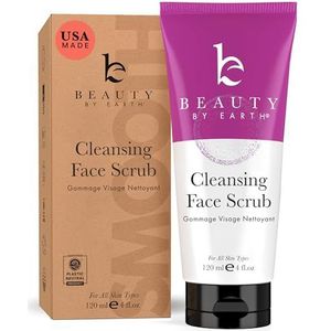 Beauty By Earth Biologische microdermabrasie Facial Scrub & Cleanser, natuurlijke en biologische ingrediënten, exfoliërende gezichtsreiniger voor diepe reiniging en anti-aging, droge, vettige of