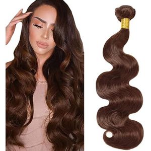 Tuheerst 26 Inch Body Wave Human Hair Bundles 4 Chocolate Brown Human Hair Extensions Unprocessed Double Weft Remy Hair for Woman 100g/pc
