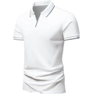 Dvbfufv Heren zomer mode revers korte mouw shirt tops heren all-match business casual polo's shirt, Wit, M