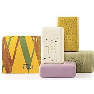 NATURA - Ekos Peelende en crèmige zeepset - Açai, Maracuja, Castanha, Andiroba - 100% veganistisch - Cruelty-Free - 4 x 100 g