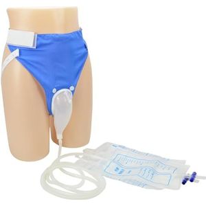 Urine-opvangzak voor heren - Herbruikbaar, draagbaar en comfortabel urine-drainagesysteem met 2 zakken (1000 ml en 2000 ml) - Blauw, Elderly Men