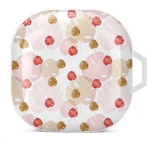 Rood en bruin bladeren oordopjes hoesje compatibel met Samsung hard shell beschermhoes witte stijl