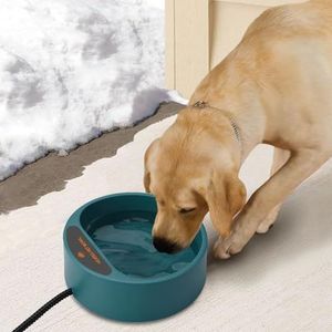 Namsan Verwarmde waterbak voor honden, verwarmde drinkbak met vorstbescherming, wikkelkabel met anti-kauwfunctie van 165 cm, voor honden, katten, konijnen, kippen in de winter, 2000 ml