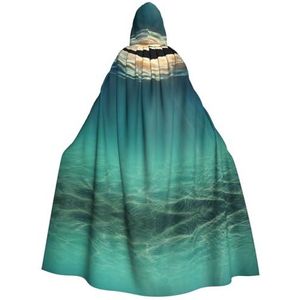 WURTON Zee Achtergrond Print Hooded Mantel Unisex Volwassen Mantel Halloween Kerst Hooded Cape Voor Vrouwen Mannen