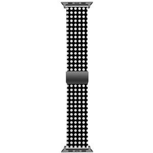Solo Loop band compatibel met alle series Apple Watch 42/44/45/49mm (zwart witte polkadot) rekbare siliconen band band accessoire, Siliconen, Geen edelsteen