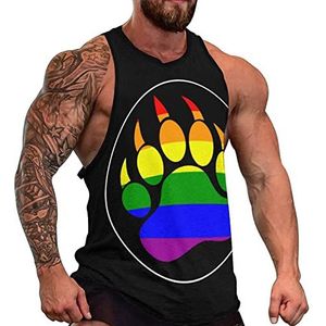 LGBT Gay Pride Rainbow Bear Paw heren tanktop grafische mouwloze bodybuilding T-shirts casual strand T-shirt grappige sportschool spier