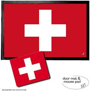 1art1 Zwitserland, Flags Of The World Deurmat (60x40 cm) + Muismat (23x19 cm) Cadeauset