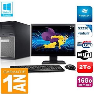 Dell PC Tour 9020 Intel G3220 Ram 16 GB harde schijf 2 TB WiFi W7 scherm 27 inch (27 inch) (gereviseerd)