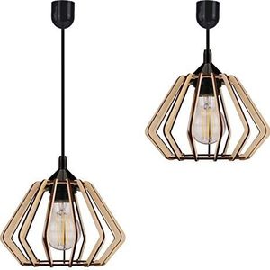 Hanglamp plafondlamp hanglamp van hout diverse uitvoeringen fitting E27 retro vintage houten lamp lichte verlichting uit de VDA serie (hanglamp VDA-JP1)