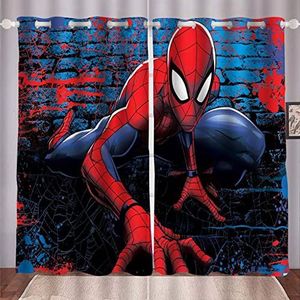 HNSRYLQX Spidermen Anime Verduisteringsgordijn, waterdichte stof, gordijnen voor kinderkamer, oogjes boven voor gordijnen, digitale 3D-print, 100% polyester, 11,183 x 160 cm, 2 x 91 x 160 cm