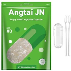AngtaiJN Lege veganistische capsules, maat 0-heldere lege capsules om te vullen met 2 microlepels, doe-het-zelf lege capsules 0 compatibel met capsulevuller maat 0, 5000 stuks