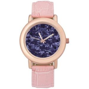 Blauwe Camouflage Camo Horloges Voor Vrouwen Mode Sport Horloge Vrouwen Lederen Horloge