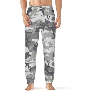 Grijze Camouflage Heren Pyjama Broek Zachte Lounge Bottoms Met Pocket Slaap Broek Loungewear