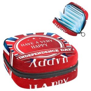 Maandverband Opbergtas, Menstruatiecup Pouch Tampon Bag, Menstruatie Pads Houder Organizer voor Vrouwen Meisjes, Americanhappy Independence Day