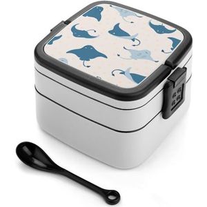 Onderwater Stingray Vis 3 Lagen Bento Box Lunch Bag Salade Lunchbox Stapelbare Maaltijd Prep Containers voor Vrouwen Mannen