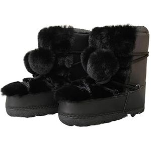 JTKSSCS Womens Winter Laarzen Winter Snowboots Voor Vrouwen Snowboots Platform Lace-up Pluizige Skischoenen Vrouwelijke Warme Katoenen Laarzen, Zwart I1, 41/42 EU