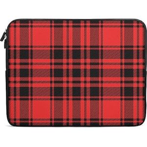 Rood en zwart Buffalo Schotse tartan geruite grappige laptophoes draagtas messenger aktetas beschermhoes voor 10/12/13/15/17 inch