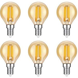 HUAMu E14 LED-lampen, LED-gloeilampen, 4W (40W equivalent), Amber Glow, 2200K, E14 Base, Golfbal P45/G45, 6 Pack