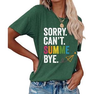MLZHAN Sorry Can't Summe Bey Print Vrouwen Tees Shirt Grappige Leuke Grafische Tops Vrouwelijke Korte Mouw Truien T-shirt, Vintage Groen, L