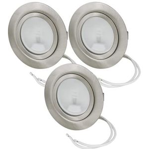 JungesLicht Set van 3 halogeenmeubelinbouwlampen, dimbaar, inclusief 12 V, 20 watt, G4-lampen en 15 cm aansluitkabel, spiegellamp, meubellamp, kastverlichting, kastverlichting, platte lamp