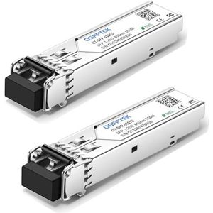 QSFPTEK 2Pack 1000Base-SX Transceiver MMF 850nm, 550m, , Gigabit Multimode SFP naar LC Module, Mini-GBIC voor Cisco GLC-SX-MMD, Meraki MA-SFP-1GB-SX, Mikrotik, Supermicro, Ubiquiti