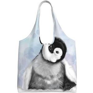 BEEOFICEPENG Schoudertas, Grote Canvas Tote Bag Tote Purse Casual Handtas Herbruikbare Boodschappentassen, Baby Pinguïn, zoals afgebeeld, Eén maat
