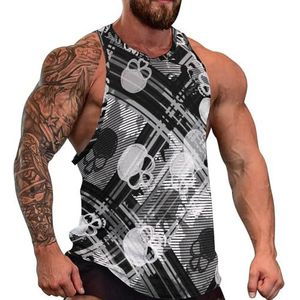 Gestreepte Gothic Skull Heren Tank Top Grafische Mouwloze Bodybuilding Tees Casual Strand T-Shirt Grappige Gym Spier