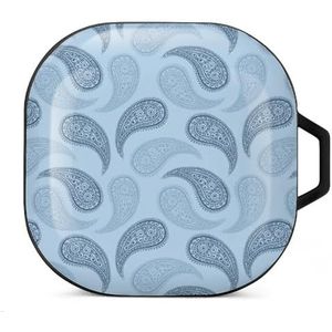 Lichtblauw Paisley Oordopjes Hoesje Compatibel met Samsung Hard Shell Beschermhoes Zwart-Stijl