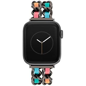 Steve Madden Mode ketting armband voor Apple Watch, veilig, verstelbaar, past op de meeste polsen, zwart/multi, Zwart/Multi