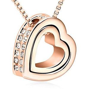 Crystalline Azuria Hart Kristallen Hanger Ketting 18kt Roséverguld 45 cm Voor Dames en Meisjes