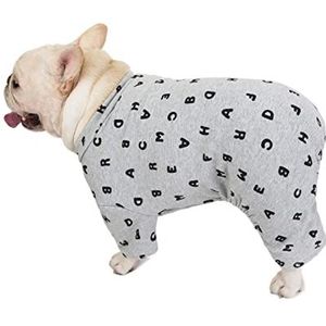 Katoenen hondenpyjama Jumpsuit Pug Franse Bulldog Kleding Schnauzer Kleding Huisdier Outfit Overall Poedel Bichon Hondenpyjama Pijama Comfortabele en huidvriendelijke huisdierkleding (Kleur: Grijs, Maat: XXL)