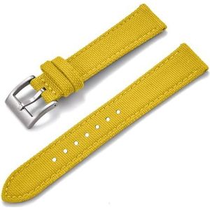 ZHGUIMING Nylon leren horlogeband 18mm 20mm 22mm band Canvas nylon horlogeband snel los te maken bandjes for Huawei Watch GT2 GT3 42mm riem(Yellow-Silver,20mm)