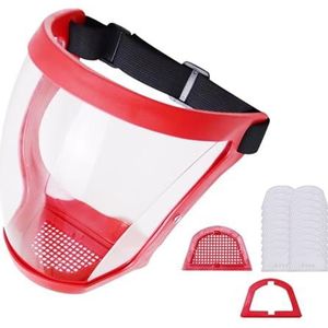 Gezichtsmasker, veiligheidsbril, anti-condens, stofdicht, multifunctioneel werkbeschermingsmasker voor lassen, houtbewerking, spray voor gewassen (rood)
